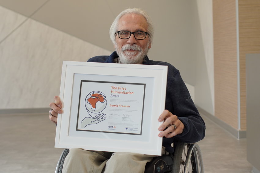 Lewis Franzen, a 70-year-old hospital volunteer for Centennial Hospital, was a recipient of the Frist Humanitarian Award from HCA Healthcare in 2021.